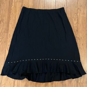 JM Collection Extra Large Black Midi Skirt Ruffle Flowy Women's Studded Textured